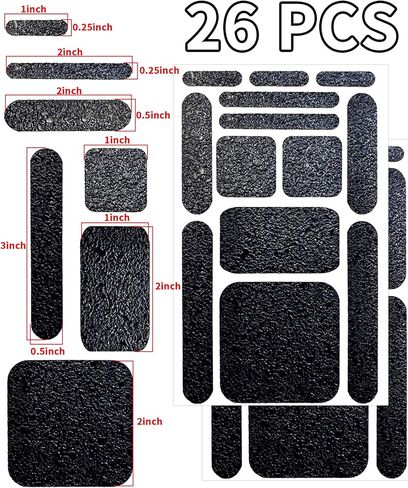 Birllaid ملصقات قبضة الهاتف الخليوي شريط قبضة الماوس، مجموعة شريط قابض 26 قطعة، شريط قبضة مطاطي أسود متعدد الأغراض لحافظة الهاتف وأجهزة التحكم في الألعاب in Kuwait