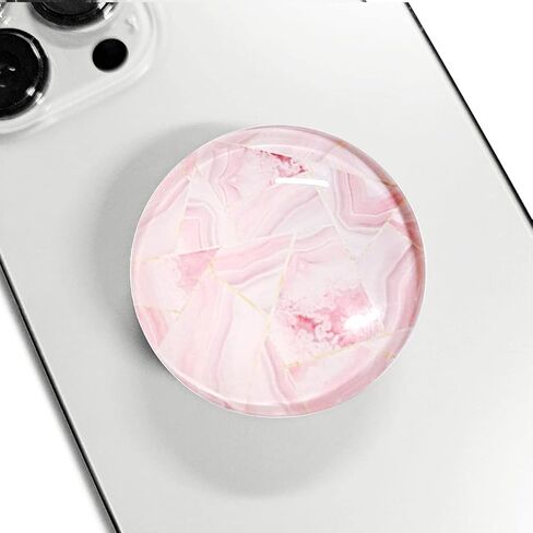 قبضة هاتف محمول لامعة شفافة، تصميم هندسي من الرخام الوردي الذهبي الوردي، حامل قابل للتوسيع للهاتف الخلوي، حامل قابل للطي للهواتف in Kuwait