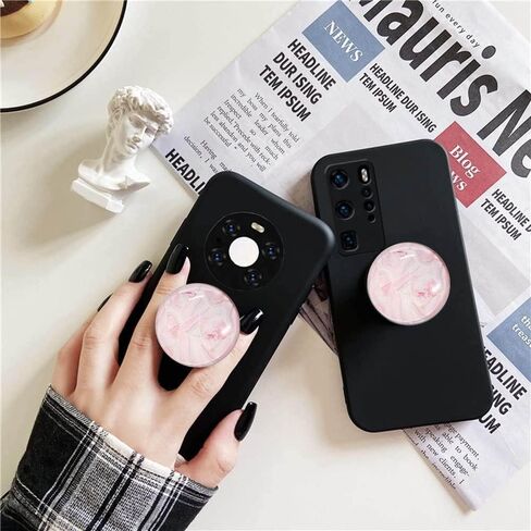 قبضة هاتف محمول لامعة شفافة، تصميم هندسي من الرخام الوردي الذهبي الوردي، حامل قابل للتوسيع للهاتف الخلوي، حامل قابل للطي للهواتف in Kuwait