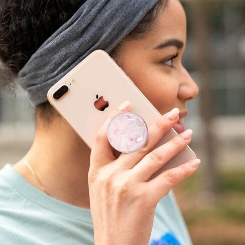 قبضة هاتف محمول لامعة شفافة، تصميم هندسي من الرخام الوردي الذهبي الوردي، حامل قابل للتوسيع للهاتف الخلوي، حامل قابل للطي للهواتف in Kuwait