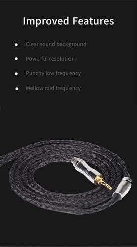 كابل سماعات الأذن - QDC 24 Core KBEAR [عرض] كابل مطور لمراقبة الأذن، كابل 5N OFC مطلي بالفضة مع قابس 4.4 مم، مناسب لـ QDC-7872 915 SE215 CA16 NRA OS1PRO MT3PRO BL07 VOYAGER3 (QDC4.4، أسود) in Kuwait