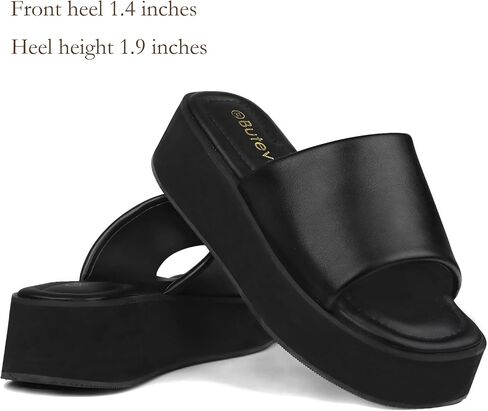 Chunky Platform Sandals for Women - Comfort Black Open Toe Slip on Platform Slides Y2K Wedge Sandals for Summer Casual in Saudi Arabia