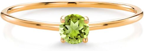خاتم خطوبة سوليتير من الذهب الأصفر والزبرجد الأخضر عيار 10 قيراط من Gem Stone King للنساء (0.21 قيراط، مستدير 3.5 مم، حجر بخت شهر أغسطس، متوفر بمقاس 5،6،7،8،9) in Saudi Arabia