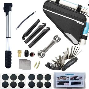 Bike Repair Kit,Mini Bicycle Pump, Bike Tire Repair Tool Kit Contains 16-in-1 Tool, Water-Resistant Bike Triangle Pouch, Used for Mountain Bike and Road Bike. in Saudi Arabia