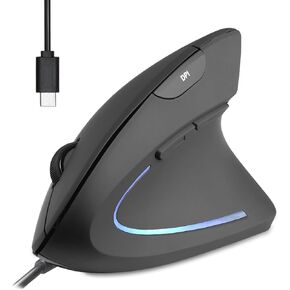 Perixx Perimice-513C Mouse USB-C الماوس السلكي ، 6 أزرار ، 1000/1600 نقطة في البوصة ، كابل يميني ، 5.9 قدم ، أسود in Kuwait