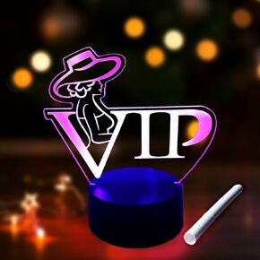 LED VIP محفوظة الجدول ضوء ليلا ضوء مع القلم ، مضيئة القائمة لوحة الجدول لوحة خيمة مع أضواء ملونة للحانة حفل زفاف حفل عشاء المنزل (الأسود ، النساء) in Kuwait