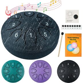 Rain Drum for Outside Garden, 4.5 Inches 8 Notes Steel Tongue Drum Sound Healing Instruments for Adults Kids, Rain Chimes Musical Education Entertainment Meditation Chakra Yoga Gifts, Blue in Kuwait