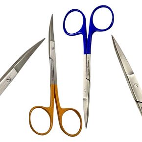 مقص القزحية الحادة المقص 4.5 بوصة مجموعة نصائح مستقيمة ومنحنية ، مقبض ذهبي وأزرق-الفولاذ المقاوم للصدأ الألماني المرفق بالألوان. in Kuwait