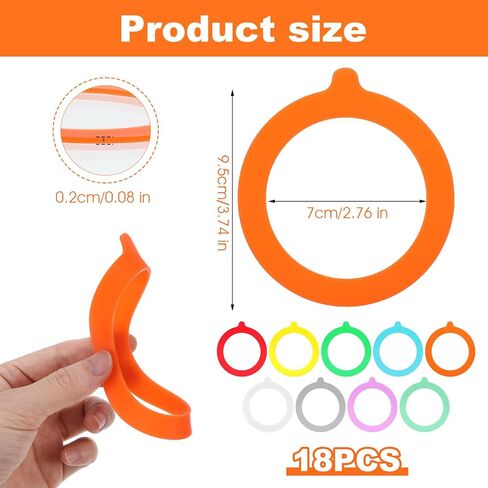 18pcs Rubber Gasket for Glass Jars, 3.7Inch Rubber Seals for Glass Jars, Silicone Replacement Gasket Airtight Leakproof Gaskets for Mason Canning Jar Regular Mouth in Saudi Arabia