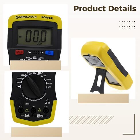 Portable Capacitor Tester, High-Precision Digital Mfd Checker, 20Mf to 2000Pf Range for HVAC Use in Saudi Arabia