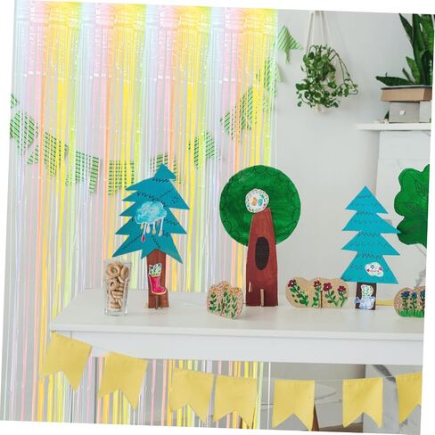 PRETYZOOM Fringe Curtain for Macaron Rain Silk Photo Booth Backdrop Birthday Party Props in Saudi Arabia