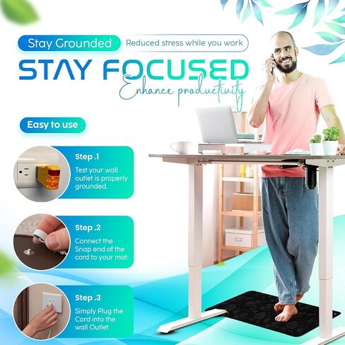Grounding Mat for Feet, Chair & Yoga | Earthing Grounding Mat for Pain Anxiety Pain Relief, Inflammation | Spacious Grounding Pads for Sleep & Wellness | Includes Grounding Tester, Cable & Mat Tester in Saudi Arabia