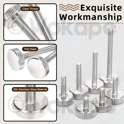 35Pcs M3 Knurled Thumb Screw Kit, M3x 6/8/10/12/16/20/30MM Nickel Plated 304 Stainless Steel Knurled Thumbscrew Flat Knurled Fully Threaded Bolts(Single Layer Step) Grip Knobs Fasteners for PC in Saudi Arabia