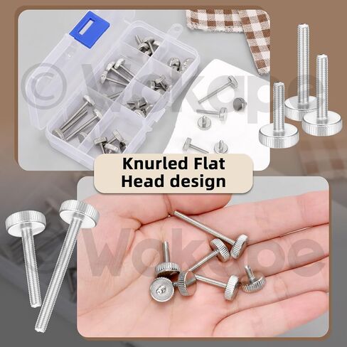 35Pcs M3 Knurled Thumb Screw Kit, M3x 6/8/10/12/16/20/30MM Nickel Plated 304 Stainless Steel Knurled Thumbscrew Flat Knurled Fully Threaded Bolts(Single Layer Step) Grip Knobs Fasteners for PC in Saudi Arabia