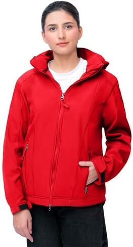 Touch&Torn Women's Softshell Jacket Warm Jacket Light Hooded Windproof Coat for Outdoor Hiking in Kuwait