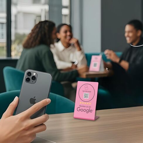 Compatible Google Review Stand - Boost Reviews w/Reusable Google Review Tap Card Stand & QR Code Stand- Smart Phone & iPhone Compatible (1-Pack Gray) in Saudi Arabia