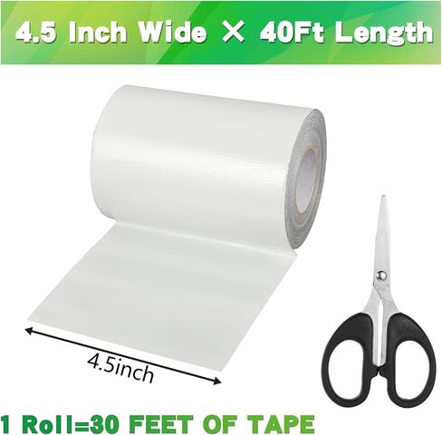 4.5Inch × 40FT RV Awning Repair Tape with Scissors, Outdoor Heavy Duty Repair Tape for Tarp, Tent, Boat Cover, Canvas, Sail Tape, Waterproof, UVproof and Heat-Resistant Tear Repair Pctch Kit in Saudi Arabia