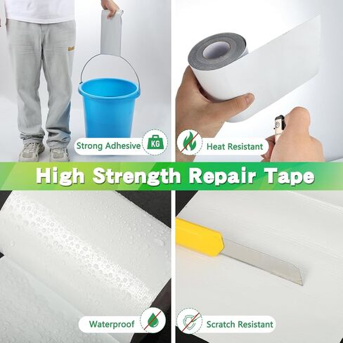 4.5Inch × 40FT RV Awning Repair Tape with Scissors, Outdoor Heavy Duty Repair Tape for Tarp, Tent, Boat Cover, Canvas, Sail Tape, Waterproof, UVproof and Heat-Resistant Tear Repair Pctch Kit in Saudi Arabia