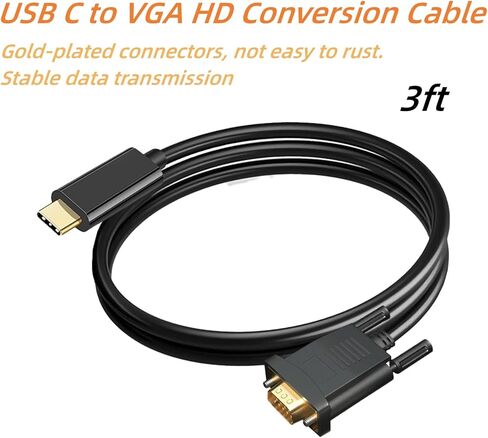 USB-C إلى محول VGA محول 6.6 قدم ، محول التوصيل والتشغيل من نوع C إلى VGA (15 دبوس) مع قدرة منسوجة المعادن ومكافحة التداخل ، جهاز العرض ، HDTV ، الكمبيوتر in Saudi Arabia