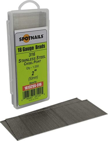 Spotnails 18132SS-316 2 in. 316 Stainless Steel 18 Gauge AX Style Brads, 1,000/Box in Saudi Arabia