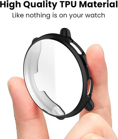 Ruentech متوافق مع Amazfit Active 2 Watch Case ، واقي الغطاء الناعم الناعم للغاية وحامي الشاشة لـ AmazFit Active 2 Smart Watch 44mm （Black & Clear & Silver） in Kuwait