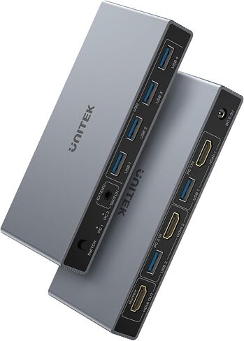 Unitek HDMI KVM Switch Dual Host one Monitor USB C Type-C HDMI Switcher with 3 USB 10Gbps Ports 2-Ports USB 2.0 Sharing Multi Devices 4K@30Hz PC/Mac Compatible File Drag-and-Drop Transfer in Saudi Arabia