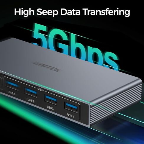 Unitek HDMI KVM Switch Dual Host one Monitor USB C Type-C HDMI Switcher with 3 USB 10Gbps Ports 2-Ports USB 2.0 Sharing Multi Devices 4K@30Hz PC/Mac Compatible File Drag-and-Drop Transfer in Saudi Arabia