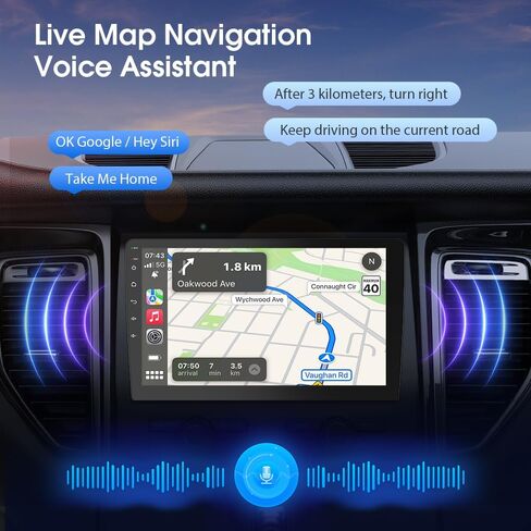 10.1 Inch Carplay Screen for Car,with Apple CarPlay and Android Auto,HD Touch Screen Car Stereo with Mirror Link, Bluetooth 5.0, Backup Camera, AUX,FM Transmitter Suitable for Most Vehicles in Saudi Arabia