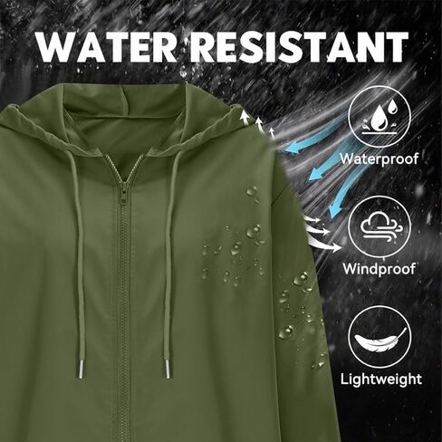 Rain Jacket Women Water Proof Windbreaker Jackets with Hood Outdoor Breathable Raincoat Travel Hiking Zip Up Hoodie in Saudi Arabia