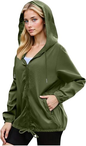 Rain Jacket Women Water Proof Windbreaker Jackets with Hood Outdoor Breathable Raincoat Travel Hiking Zip Up Hoodie in Saudi Arabia
