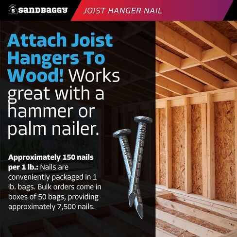Sandbaggy 1-1/2 "Noist Hanger Nails (Appx. 150 Nails/Lb) - شانك شائكة ، 9 قياس الصلب ، 5/16" رأس مستدير - 4 د (3 ، جنيه) in Kuwait