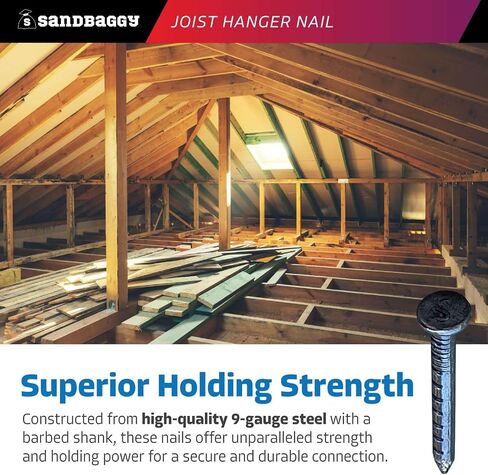 Sandbaggy 1-1/2 "Noist Hanger Nails (Appx. 150 Nails/Lb) - شانك شائكة ، 9 قياس الصلب ، 5/16" رأس مستدير - 4 د (3 ، جنيه) in Kuwait