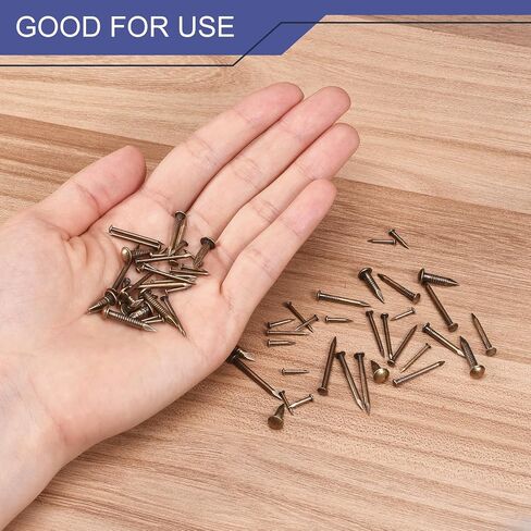 uxcell 70Pcs Small Tiny Nails 1.2x15mm(DxL) Tiny Brass Nails Hardware Round Head Brass Nail for Wooden DIY Projects Decorative Boxes Household, Bronze Tone in Saudi Arabia
