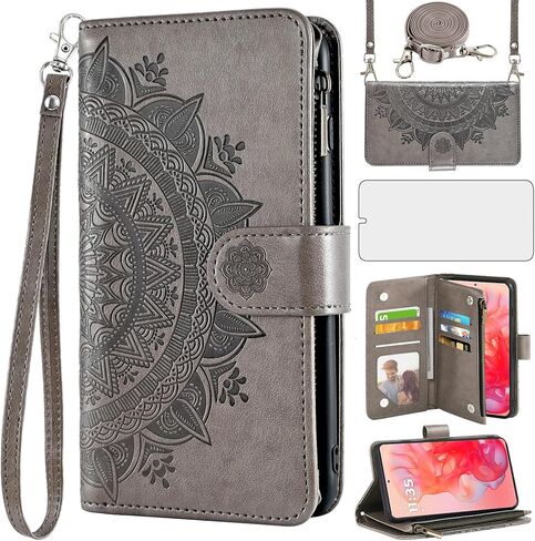 ASUWISH PHONE CASE لـ MOTEROLA MOTO G Stylus 5G 2024 غطاء خلية محفظة مع حامي الشاشة حبل المعصم Mandala Flower Flow Slip Slot Slot Slot G5 Women Girls Blue in Kuwait