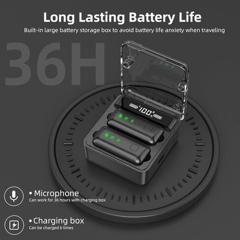 Wireless Lavalier Microphone with 36H Charging Case, Mini Lapel Mic for iPhone Android PC, Plug-and-Play USB-C/Lightning, 165FT Range for Podcast, Live Streaming, Recording in Saudi Arabia