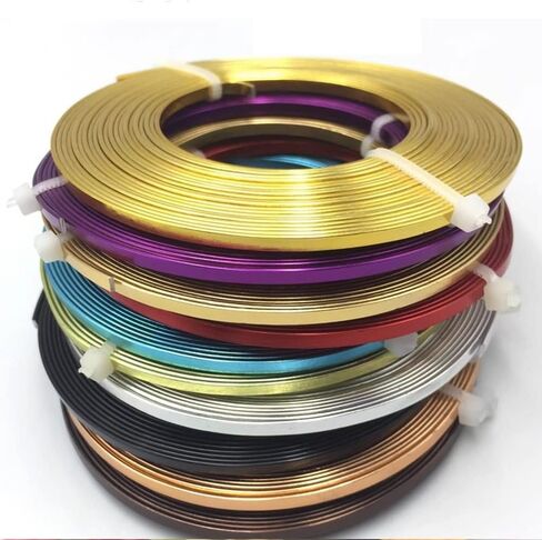 12 لونًا 4M Roll 5x1mm مسطح من الألمنيوم الأسلاك المعدنية الناعمة لصنع المجوهرات DIY والحرف ، 1 ٪ (أزرق) in Kuwait