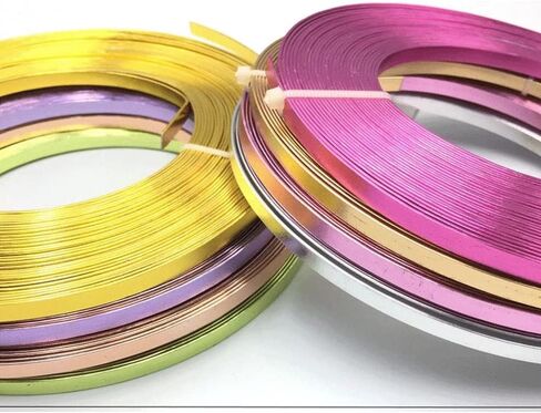 12 لونًا 4M Roll 5x1mm مسطح من الألمنيوم الأسلاك المعدنية الناعمة لصنع المجوهرات DIY والحرف ، 1 ٪ (أزرق) in Kuwait