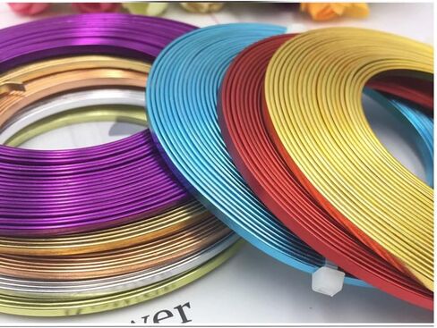 12 لونًا 4M Roll 5x1mm مسطح من الألمنيوم الأسلاك المعدنية الناعمة لصنع المجوهرات DIY والحرف ، 1 ٪ (أزرق) in Kuwait