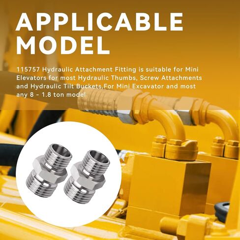 115757 Excavator Hydraulic Hose Pipe Thread Connector Compatible with Mini Excavator(For Most Hydraulic Thumbs, Screw Attachments And Hydraulic Tilt Buckets) - 2Pcs in Saudi Arabia
