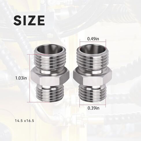115757 Excavator Hydraulic Hose Pipe Thread Connector Compatible with Mini Excavator(For Most Hydraulic Thumbs, Screw Attachments And Hydraulic Tilt Buckets) - 2Pcs in Saudi Arabia