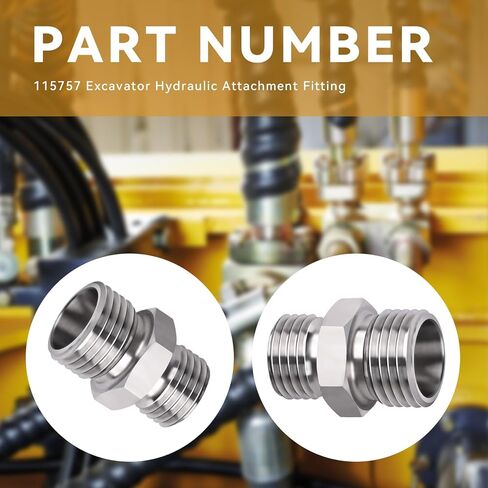 115757 Excavator Hydraulic Hose Pipe Thread Connector Compatible with Mini Excavator(For Most Hydraulic Thumbs, Screw Attachments And Hydraulic Tilt Buckets) - 2Pcs in Saudi Arabia