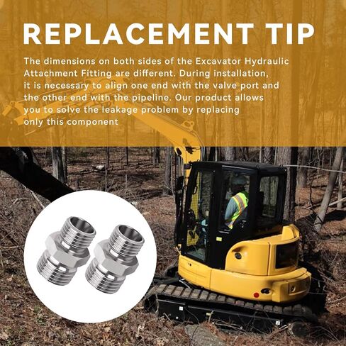 115757 Excavator Hydraulic Hose Pipe Thread Connector Compatible with Mini Excavator(For Most Hydraulic Thumbs, Screw Attachments And Hydraulic Tilt Buckets) - 2Pcs in Saudi Arabia