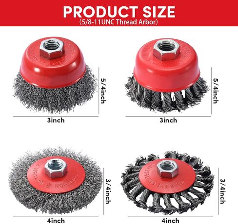 12 Pack Wire Wheel for Angle Grinder Set,4-1/2" Angle Grinder Wire Wheel & Wire Brush for Grinder - 5/8"-11 Arbor - Heavy Duty Wire Wheel for Rust Removal, Polishing - Durable Grinder Wire Wheel Combo in Kuwait