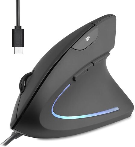 Perixx Perimice-513C Mouse USB-C الماوس السلكي ، 6 أزرار ، 1000/1600 نقطة في البوصة ، كابل يميني ، 5.9 قدم ، أسود in Kuwait