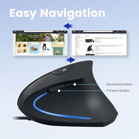 Perixx Perimice-513C Mouse USB-C الماوس السلكي ، 6 أزرار ، 1000/1600 نقطة في البوصة ، كابل يميني ، 5.9 قدم ، أسود in Kuwait