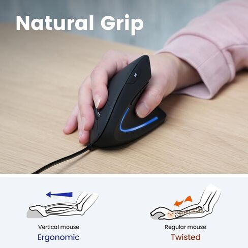 Perixx Perimice-513C Mouse USB-C الماوس السلكي ، 6 أزرار ، 1000/1600 نقطة في البوصة ، كابل يميني ، 5.9 قدم ، أسود in Kuwait