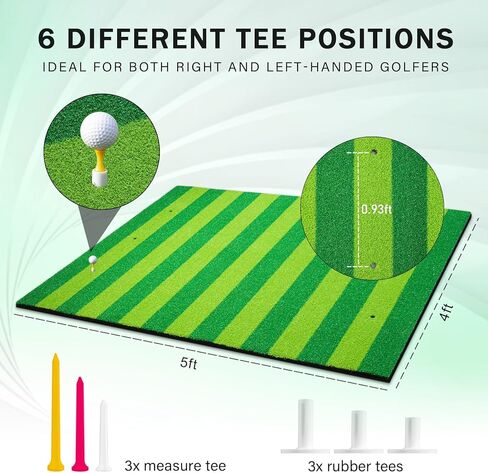 حصيرة الجولف ، 5 × 4 أقدام جولف ضرب الحصير ، Premium Impact Practice Practice حصيرة مع Turn Line Turf ، مساعدة التدريب على الجولف لقيادة الفناء الخلفي تقطيع الأرجوحة في الهواء الطلق - هدايا للرجال/الأولاد in Saudi Arabia