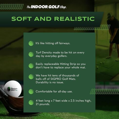 SIGPRO SOFTY GOLF MAT - جودة متميزة ودائمة - لممارسة الجولف الداخلية الواقعية - مصنوعة في الولايات المتحدة الأمريكية in Kuwait