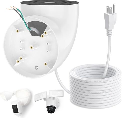Eave Mount with Power Cable for Ring Floodlight Cam Wired Plus/Pro, Google Nest Cam,Blink,WYZE Floodlight Cam V2 with 20ft Charging Cable Adapter, No Junction Box Need-(2in1 Plug in Mount&Cord Set) in Saudi Arabia