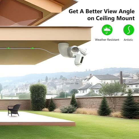 Eave Mount with Power Cable for Ring Floodlight Cam Wired Plus/Pro, Google Nest Cam,Blink,WYZE Floodlight Cam V2 with 20ft Charging Cable Adapter, No Junction Box Need-(2in1 Plug in Mount&Cord Set) in Saudi Arabia
